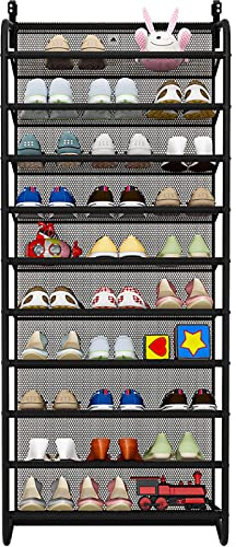 Vinteky - Estante para zapatos para colgar en la puerta, organizador colgante, almacenamiento de zapatos, 10 niveles, organizador de ganchillo, soporte colgante, soporte de almacenamiento, color negro