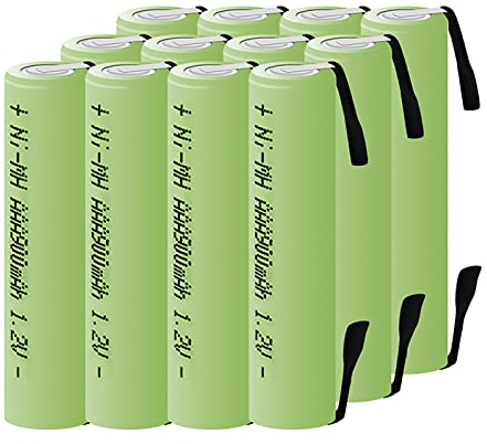 CITYORK 12 Pilas AAA Recargables de 900 mAh de Alta Capacidad de Potencia de 1,2 V NiMH diseñadas para Paquetes de baterías, Parte Superior Plana con lengüetas