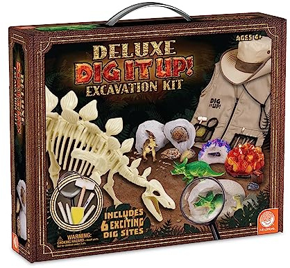 MindWare Dig It Up! Deluxe Dinosaur Excavation Kit - Ages 4+ Dino Dig Kit - Includes Excavation Tools to Dig Out 8 Treasures