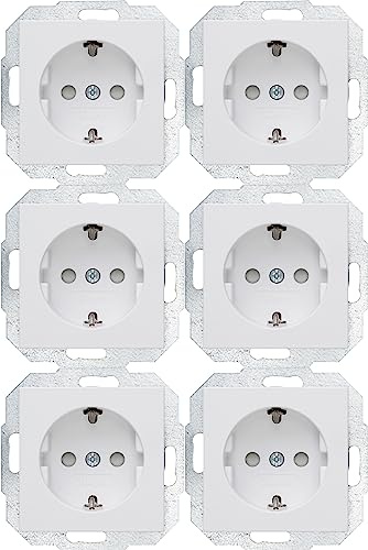 Kopp Athenis professionell förpackning, innehåll 6 x jordkontaktuttag, 1-vägs med kontaktskydd, 16 A, 250 V ~, IP20, arktisk vit, matt yta, 943032056