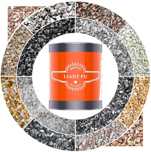 Moquette de pierre - Kit de 25 kg Gravier de marbre Bianco Verona + 1kg Liant PU résistant aux UV pour intérieur & extérieur I Tapis de pierre pour terrasse, jardin, escaliers I BEKATEQ BK-605PU