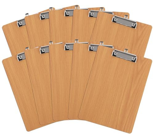 GBACHOOSE 10 Stück Klemmbrett A4 Holz Verdickt 4mm, Klemmbrett Schreibbrett mit Metalklemme, Clipboard A4 für Notizen, Gutscheine, Rechnungen, Malerei,Büro,Schule