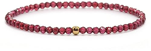Echtes Granat AAA Edelstein Armband mit facettierten 3mm Perlen - verschiedene Längen - Heilstein Schutzstein Edelsteinarmband Glücksbringer Talisman Geschenk (Granat, 20CM)