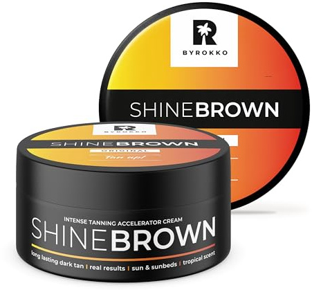 BYROKKO Shine Brown Tanning Accelerator 210 ml, Fast Bronzing Sun Cream Effective in Sunbeds & Outdoor Sun for Deep Natural Tan, Long-Lasting Hydrating Formula with Natural Oils