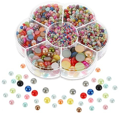 Angoily Perlas de Imitación Abs Parte Trasera Plana para Manualidades Adornos de Uñas 5600 Unidades