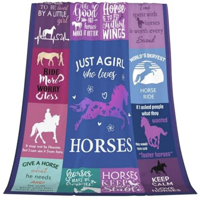 GardEssere Just A Girl Who Loves Horse Blanket Throw Horse Gifts for Girls Pony Flannel Blankets Cartoon Farm Animal Warm Soft Lightweight Throws for Sofa Bedding for Men Women Kids 150x200 CM