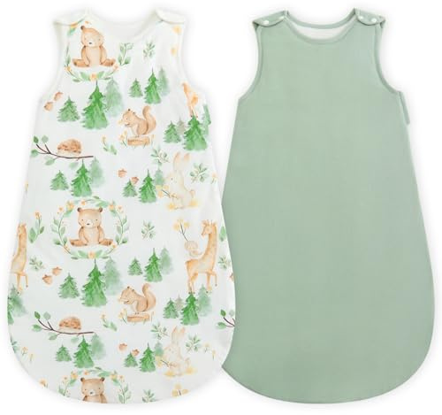 WYTbaby Baby Sleeping Bag 1.5 Tog 100% Cotton Newborn Sleep Sack All Season Sleeping Bag for Boys and Girls 12-18 Months