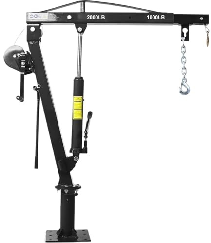 elektrische seilwinde 2000 Pfund faltbarer LKW-Kran mit hydraulischer Winde, Hochleistungs-Pickup-LKW-Ladeflächenmotor-Hebekran, montierter Kran Motorkran(Black)