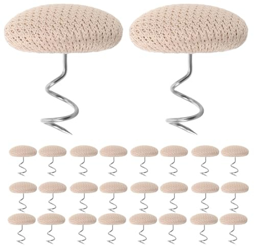 50Pcs Fabric Pins for Bedskirts Stainless Steel Spiral Twist Upholstery Tacks Slipcover Fasteners Sofa Armrest Covers Dust