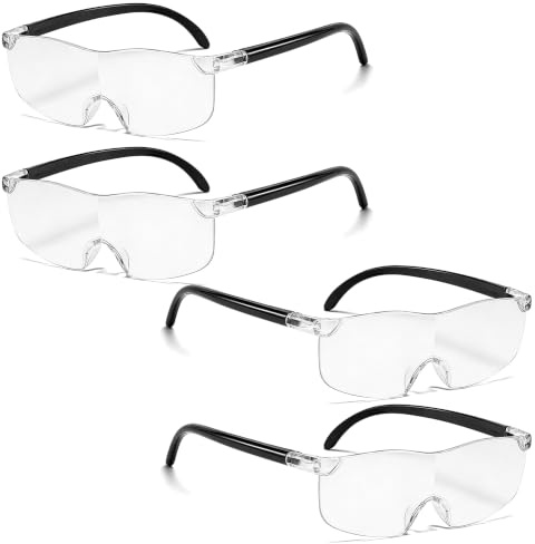 4 Pcs Magnifying Glasses for Reading, Close Work, Hobbies | Magnifying Spectacles for Elderly, Hands Free Magnifying Glass, Precision Work Tools, Reading Small Print