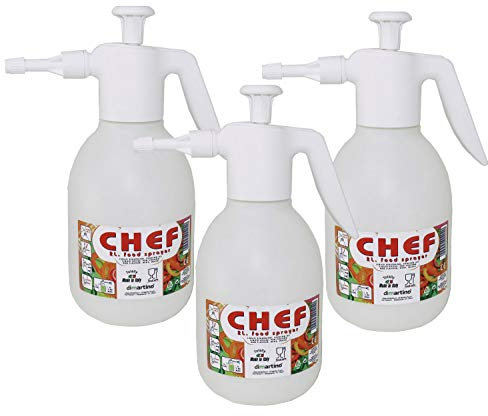 Food Grade Sprayer for Cooking & BBQ – 2 Liter (67 oz) Pump Spray Bottle for Juice, Water, Marinade & Vinegar – Adjustable Nozzle, BPA Free, Reusable, Non Aerosol, Made in Italy (3 Bottles)