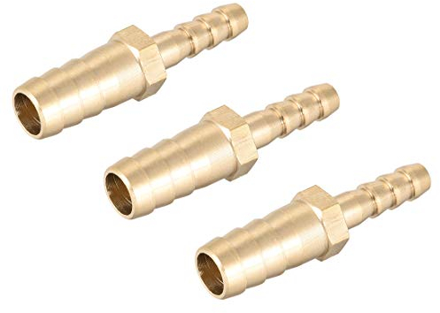 sourcing map Schlauch ID Messing Reduzierstück Widerhaken Schlauchanschluss Adapter 10mm x 6mm Widerhaken (3 Stück)
