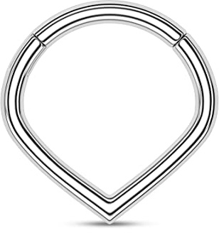 CM Crareesi Mania V Shaped Septum Ring Cartilage Earrings Hoop Helix Earring Teardrop Septum Clicker 16G 316L Stainless Steel Nose Rings 8mm Septum Cartilage Daith Helix Rook Conch Piercing Jewellery