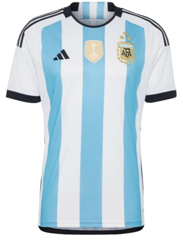 adidas Men's adidas Men's Soccer Argentina 3-star Winners Home Jersey, White, Light Blue, S