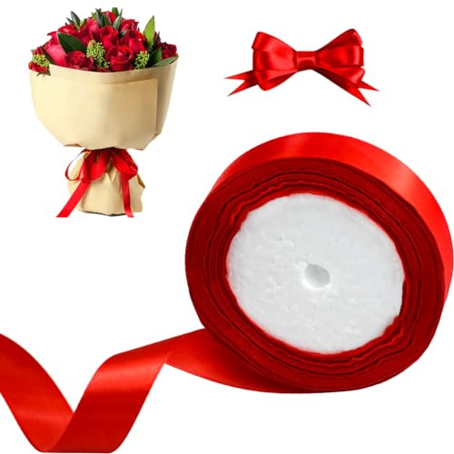 Nastri Natalizi, Nastro Raso Rosso per Natalizio Decorazione 20mm X 22 Metri Nastro Regalo
