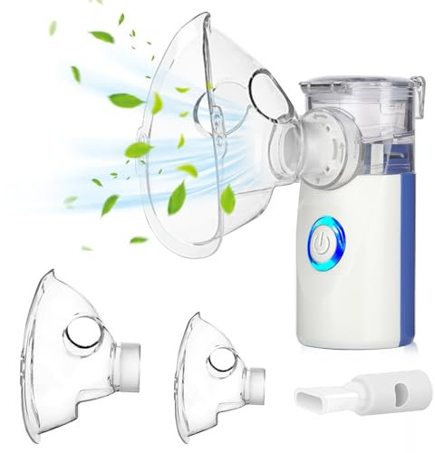 LIFOCI Inhaliergerät Tragbar für Erwachsene und Kinder,Inhalationsgerät Vernebler Inhalator Set Geräuscharmer mit Mundstück und 2 Maske USB Wiederaufladbar,Wirksam bei Atemwegserkrankungen