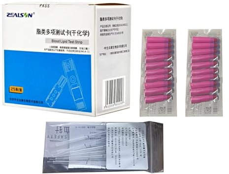 REHOOF 25 Teststreifen Zur Messung Von Gesamtcholesterin, LDL-Cholesterin, HDL-Cholesterin, Triglyceriden (Gerät Nicht enthalten, nur Teststreifen)