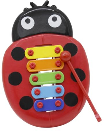 Toyvian Jouet Musical Xylophone en Abs et Aluminium de Coccinelle Rouge avec 5 Notes et Fixation Stable pour Tout-Petits et Garçon et Filles