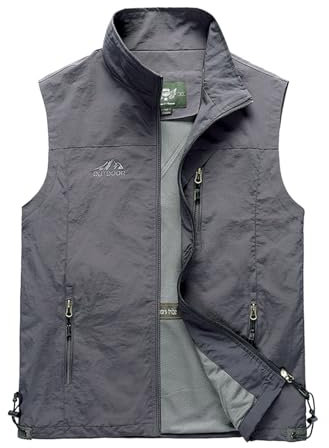 RUMAOZIA Herren Weste Outdoor Leicht Übergrößen Jagdweste Ohne Ärmel Jacke Vielen Taschen Jagd Camping Arbeitsweste Atmungsaktiv Anglerweste Sport Multifunktionsweste Dünne Sport Herrenwesten