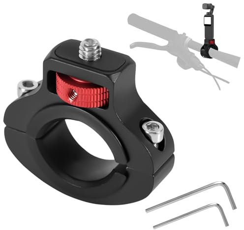 PEUTIER Bike Motorcycle Camera Mount, Aluminum 360 Degrees Rotary Anti-Reverse Bicycle Clamp Holder Motorcycle Handlebar Mount Bracket for GoPro Insta360 DJI Osmo and Fill Light (0.87-1.26)