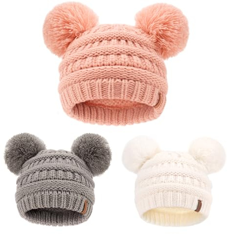 FURTALK Baby Winter Knitted Beanie Hat Soft Warm Pom Pom for Infant Toddler Skull Cap