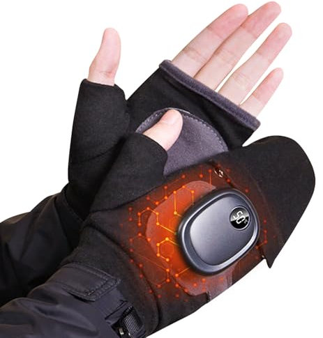 USB-beheizte Handschuhe für Damen & Herren | Wiederaufladbare beheizte Handschuhe | 3 Temperaturen | Fingerlose & voll beheizbare Fäustlinge für Skifahren, Radfahren & Wandern