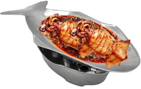 Set di piatti caldi a forma di pesce, elegante set da portata, piatto in ceramica, piatto da portata perfetto, a forma di pesce unico, vassoio per alimenti a forma di pesce, piatto in alluminio