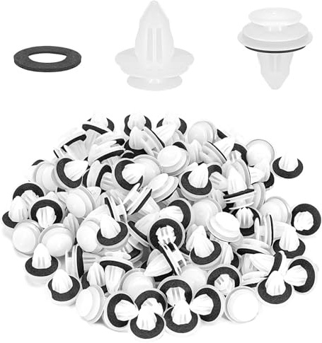 100 Pièces Clips de Fixation Voiture, Clips Voiture Universels, Rivet Plastique avec Tampon Éponge, Facile à Installer Agrafe Carrosserie pour Voitures Panneaux de Portes de Pièces Auto