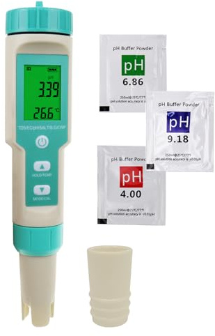 pH-mätare för vatten: digital 7-i-1-vattentestare med pH-, TDS-, EC-, ORP, salt, S.G och temperaturmätning, pH-testare i pennform, ppm-mätare med pH-buffertlösning, perfekt för dricksvatten, pooler,