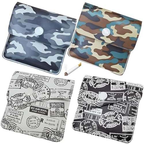 Amazleer Cendrier de Poche, 4 Paquet Portable, Réutilisables, Ignifuge, sans Odeur, cendrier de poche anti odeur, Poche Etrave Cendres de Cigarette