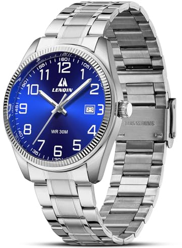 LN LENQIN Mens Watches Stainless Steel Waterproof Date Analog Quartz Watch Wrist Watches for Men