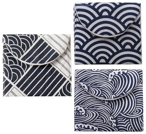 Mipcase Bolsa para Toallas Sanitarias 3 Piezas Lavables de Tela Resistente Soporte Compacto para Compresas Menstruales Lactancia Protección contra Polvo y Uso Diario Color Aleatorio