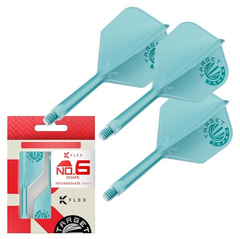 Target Japan Aquamarine K Flex Dart Flights and Shaft System, No.6 | Pack of 3 Kflex All In One Flight, JPN Exclusive Accessories | K-Flex Dart Stem - Intermediate