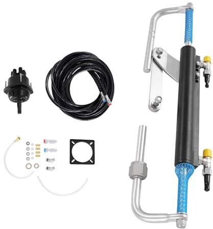 HUOMMGS Hydraulisk utombordare styrset 90 PS utombordare styrsystem | 7 m cylinder oljeslang | Hydraulisk pump | tvåvägs låscylinder | 325 kg utgångskraft | hydraulisk styrning