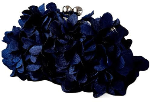 Uanqfegy Elegante bolso de noche de satén para boda para mujer, bolso cruzado floral con cierre de candado y cadena desmontable para citas nocturnas (azul marino)