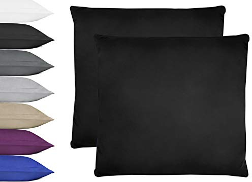 NatureMark 2er Pack Microfaser Kissenbezug 100% Polyester Kissenhülle mit Reißverschluss 40x40cm Schwarz