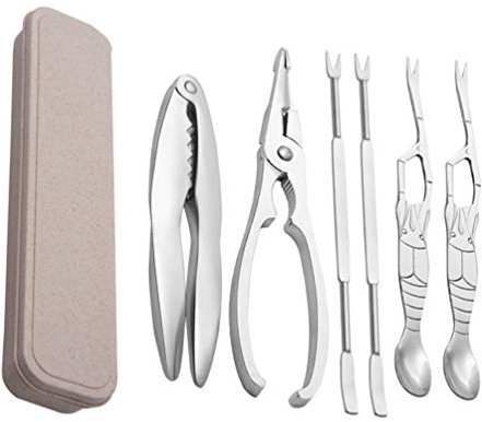 Cabilock 1 Set di Strumenti per Frutti di Mare Set Cracker per Noci Cracker per Aragosta E Granchio Set di Forchette per Frutti di Mare in Acciaio Inossidabile