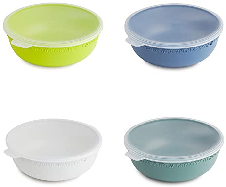 Rotho Tresa 4er Set Schüssel 0.35 l mit Deckel, lebensmittelechter Kunststoff BPA-frei, Mehrfarbig