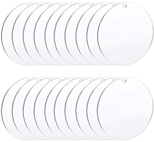 20 Stück Klare Acrylplatte, Acrylscheibe Transparent, Rund Acryl Scheibe, Geeignet für Kuchenherstellung, Produktpräsentation, Hochzeits und Partybeschilderung(10cm)