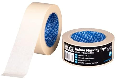 STROXX® 9x Maler Kreppband 48mm x 50m |cremeweiß| Universal | Abklebeband | Vielseitiges Klebeband für Malerarbeiten | hinterlässt keine Rückstände auf Oberflächen (9)