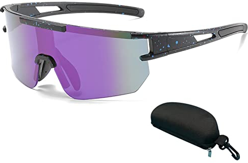 ZUMLLOMA Fahrradbrille Herren Damen, Fahrradbrille Winddicht UV 400, Bunte Fahrrad Brille Anti-Uv, Rennrad Brille für Outdooraktivitäten Wie Radfahren Laufen Klettern Autofahren Angeln Golf (Schwarz)