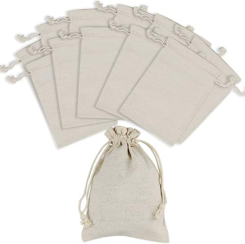 HXMJIED 12 pcs Hessian Bags, 13x18 cm Cotton Muslin Bags, Double Drawstring Cotton Cloth Bag, Mini Gift Bags, for Candy, Accessories, Small Parts