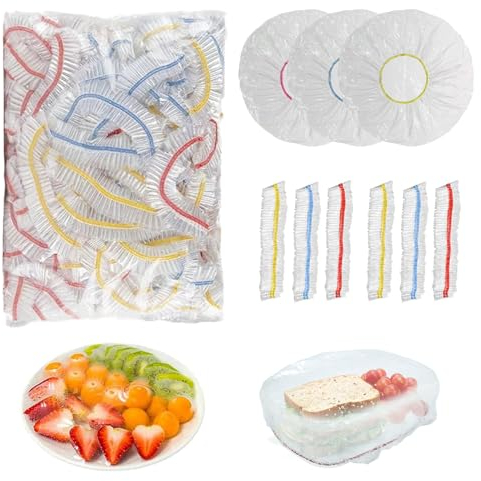 CLDURHGE Couverture alimentaire en plastique 300 pièces sacs de stockage frais couverture alimentaire réutilisable pour aliments sacs de stockage frais élastiques