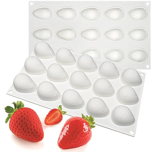 mostsom 3D-Erdbeer-Silikonform für 15 Mulden, halbe Erdbeere, Schokolade, Süßigkeiten, Kekse, Küchenwerkzeuge