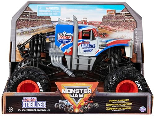 Monster Jam, Official Lucas Stabilizer Monster Truck, Collector Die-Cast Vehicle, 1:24 Scale, Kids’ Toys for Boys and Girls Aged 3 and up