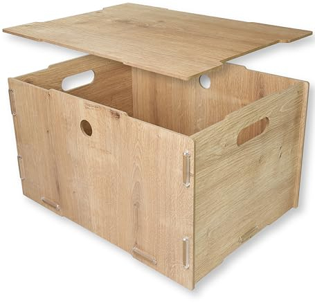 clipfritz - Cajas almacenaje decorativas Apilables - MDF 39x29 22,5 cm - Baul juguetes infantil - Cesta organizador bebe - Caja madera con tapa - Cestas organizadora - Jugueteros organizadores