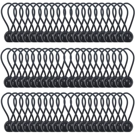 60 Pezzi Corda Elastica per Teloni, 4mm Corde Elastiche - Telo con occhielli, Corda Elastica per Sdraio, Corde Elastiche con Sfere Supporto per Teloni, Tende, Baldacchino, Striscioni (60)