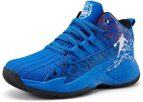 Chaussures de Basket-Ball pour Enfants Garçon Basketball Chaussures Baskets Mode Léger et Confortable Garçon Chaussures Baskets de Sport Course Sneaker (EMJ-A38, 36EU)