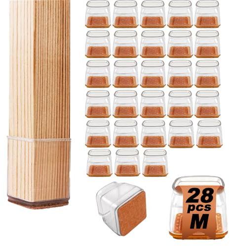 Protector Patas Sillas, 28 Piezas Protectores de Suelo para Patas de Silla, Protector Patas Muebles Protector Silicona Patas Sillas con Almohadilla de Fieltro Engrosada (20-30mm)