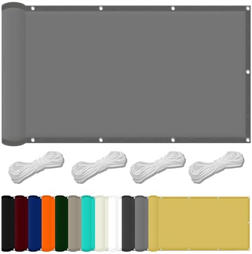 Toldo Vela con Forma 7.5 x 8 m Impermeable Toldos Vela Rectangular con Protezione UV PES e Accessori di Montaggio para Barandilla Patio Aire Libre Piscina Jardín Terraza, Gris Claro